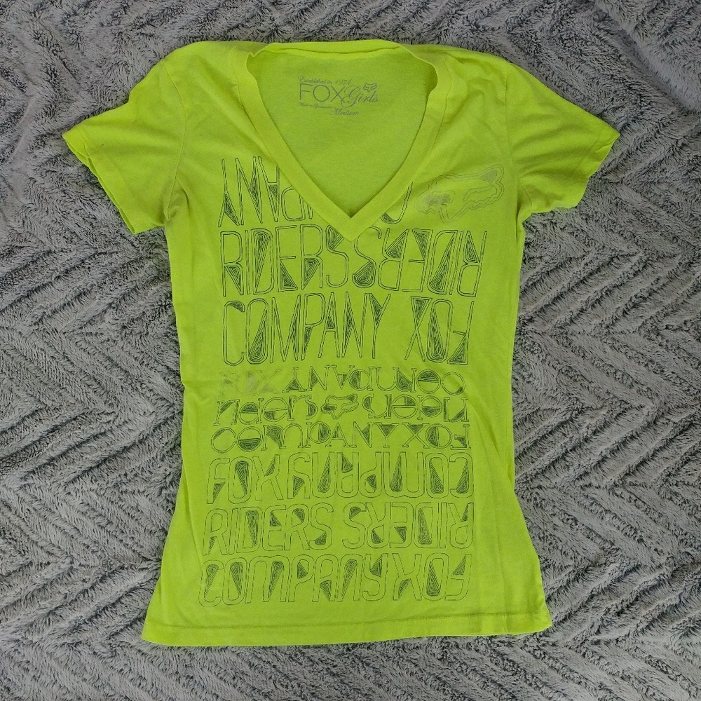 Electric Yellow/Green Fox Riders Vneck tee